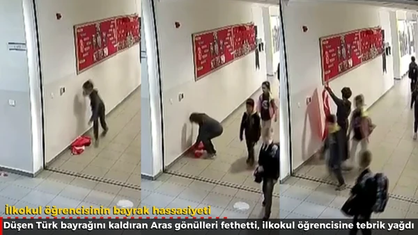 İlkokul &ouml;ğrencisinin bayrak hassasiyeti  