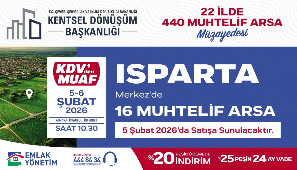Isparta&rsquo;da 16 muhtelif arsa satışa &ccedil;ıkıyor