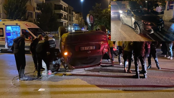 Isparta&rsquo;da kazada cip ters d&ouml;nd&uuml;: 2 yaralı