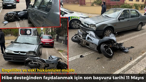 Otomobil ile motosiklet &ccedil;arpıştı