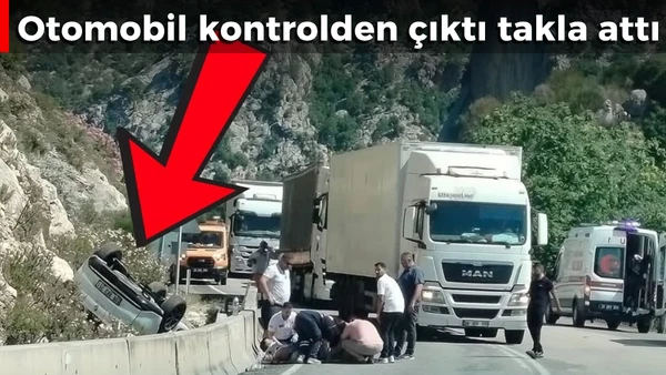 Otomobil kontrolden &ccedil;ıktı takla attı