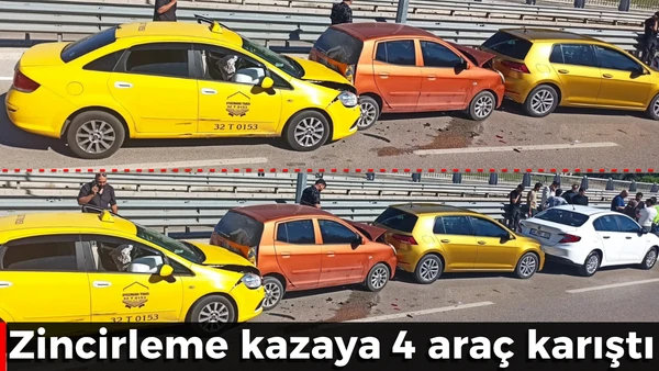 Zincirleme kazada 4 ara&ccedil; karıştı